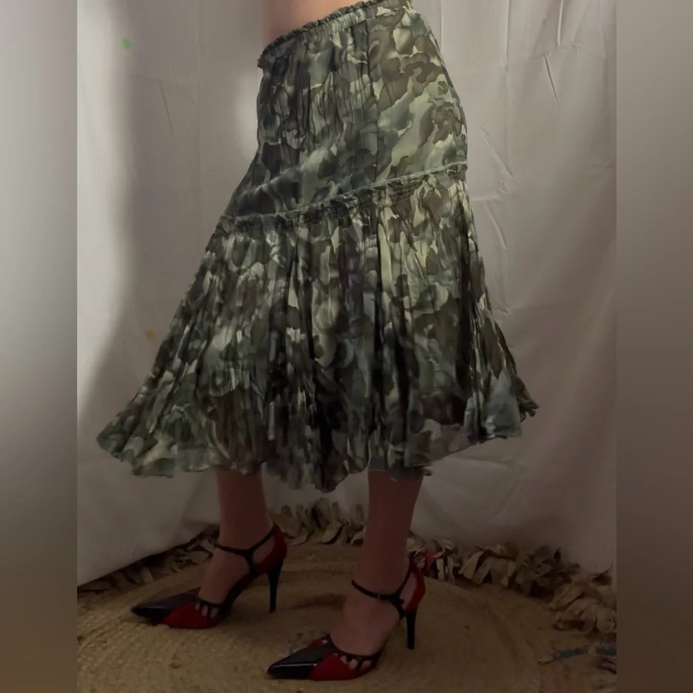 Watercolor Camouflage Tiered Frilly Fairy Grunge Skirt Size M - Picture 2 of 14